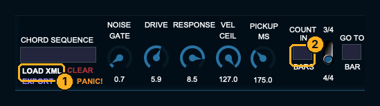 SoloVoice LOAD XML button and COUNT IN bars box