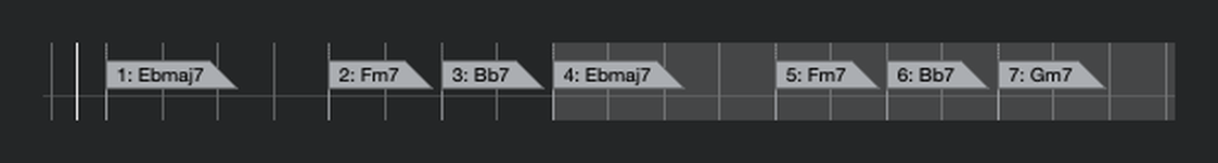 Marker track showing chord names from the SoloVoice MIDI export